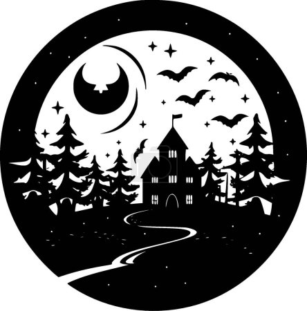 Halloween - black and white vector illustration