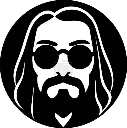 Hippie - minimalist and flat logo - vector illustration