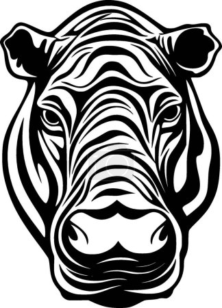 Téléchargez les illustrations : Hippopotame - icône isolée en noir et blanc - illustration vectorielle - en licence libre de droit