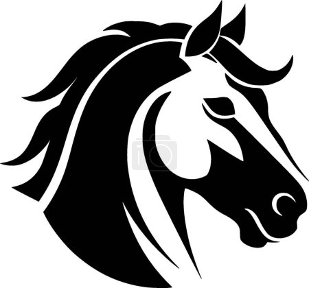 Pferde - schwarz-weiße Vektorillustration