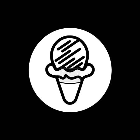Ice cream - black and white isolated icon - vector illustration