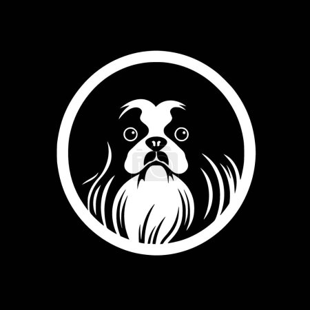 Japanese chin - black and white isolated icon - vector illustration
