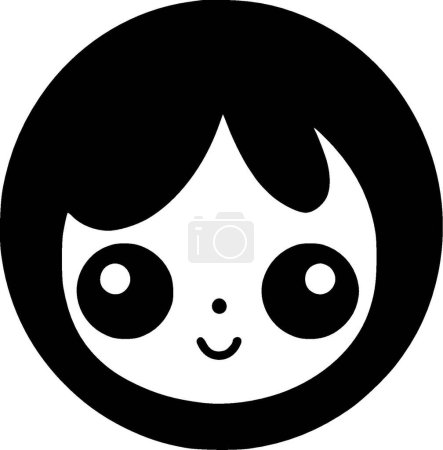 Kawaii - black and white isolated icon - vector illustration