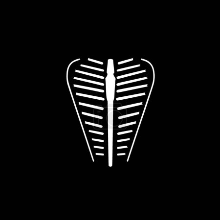 Jaula de costillas - icono aislado en blanco y negro - ilustración vectorial