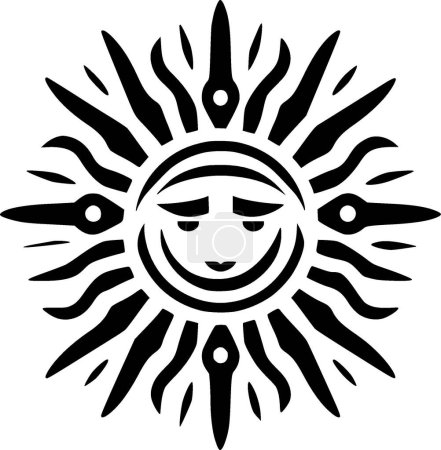 Illustration for Sun - black and white isolated icon - vector illustration - Royalty Free Image