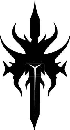 Épée - icône isolée en noir et blanc - illustration vectorielle