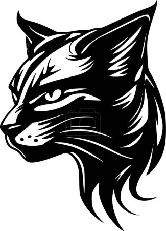 Téléchargez les illustrations : Wildcat - icône isolée en noir et blanc - illustration vectorielle - en licence libre de droit