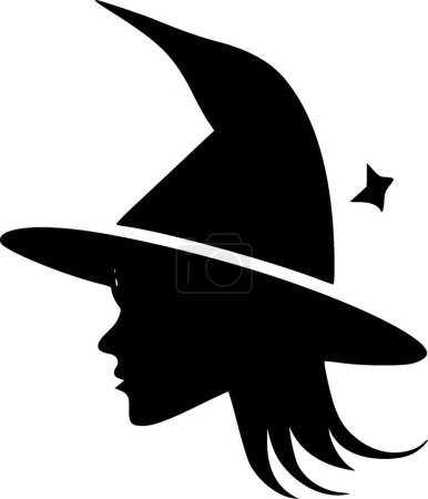 Illustration for Witch - black and white vector illustration - Royalty Free Image