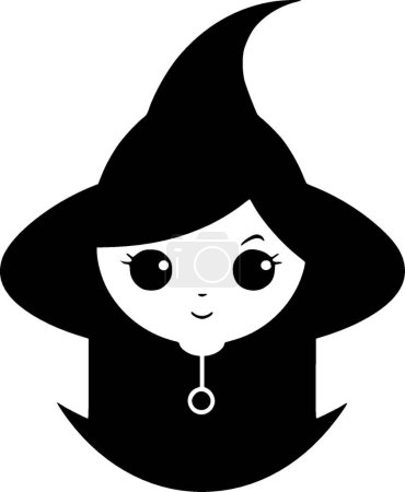 Illustration for Witch - black and white isolated icon - vector illustration - Royalty Free Image