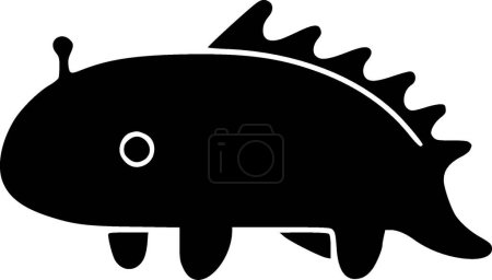 Axolotl - schwarz-weißes Icon - Vektorillustration