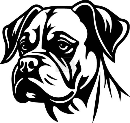 Boxer dog - ilustración vectorial en blanco y negro