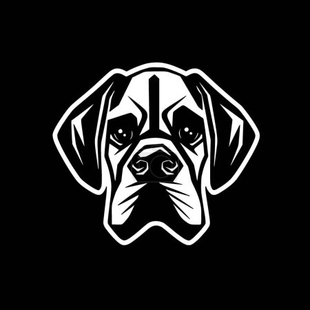 Boxer dog - black and white isolated icon - vector illustration
