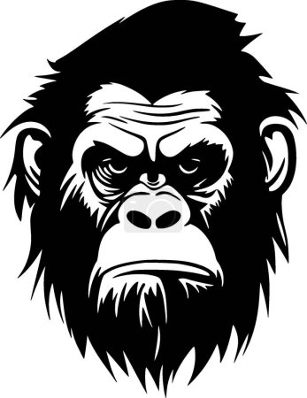 Chimpanzee - minimalist and flat logo - vector illustration