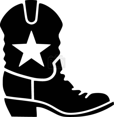 Illustration for Cowboy boot - black and white isolated icon - vector illustration - Royalty Free Image