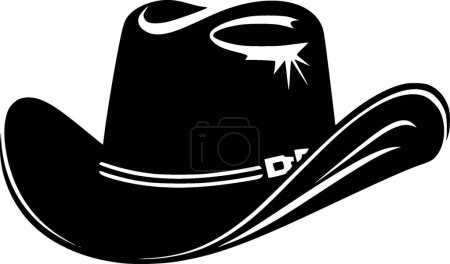 Cowboy hat - black and white vector illustration
