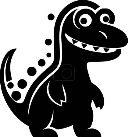 Dinosaur - black and white isolated icon - vector illustration