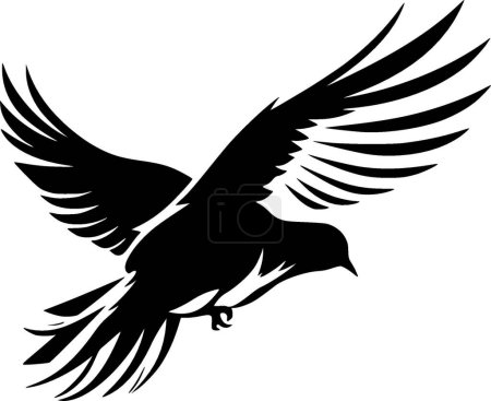 Paloma pájaro - icono aislado en blanco y negro - ilustración vectorial