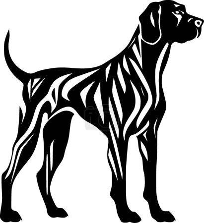 Grand Danois - icône isolée en noir et blanc - illustration vectorielle