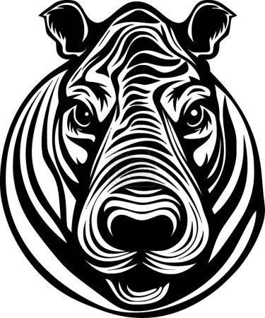 Nilpferd - schwarz-weißes Icon - Vektorillustration