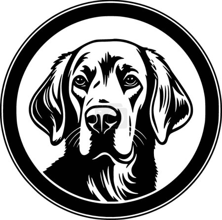 Labrador retriever - icône isolée en noir et blanc - illustration vectorielle