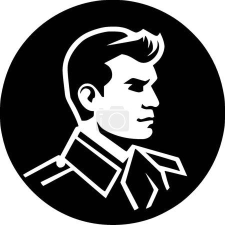 Militar - icono aislado en blanco y negro - ilustración vectorial