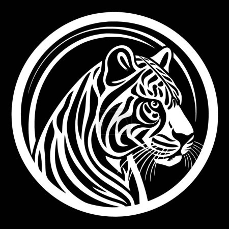 Ocelot - icono aislado en blanco y negro - ilustración vectorial