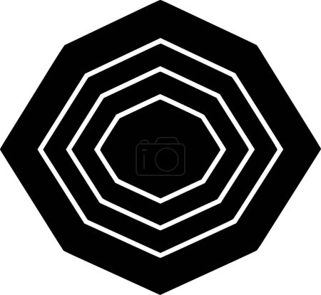 Téléchargez les illustrations : Octogone - icône isolée en noir et blanc - illustration vectorielle - en licence libre de droit