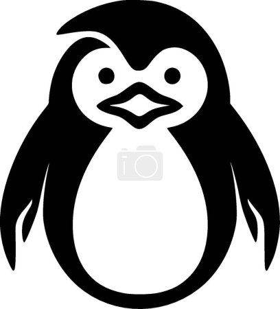 Téléchargez les illustrations : Pingouin - illustration vectorielle en noir et blanc - en licence libre de droit