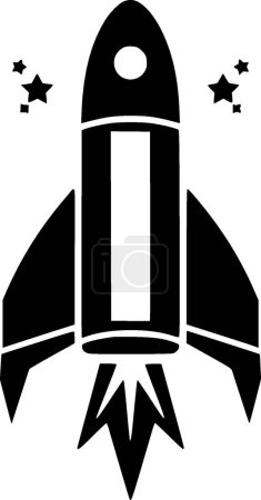 Illustration for Rocket - black and white isolated icon - vector illustration - Royalty Free Image