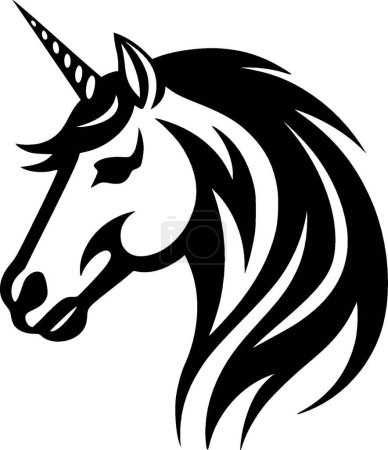 Unicorn - black and white isolated icon - vector illustration