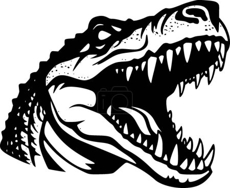 Téléchargez les illustrations : Alligator - icône isolée noir et blanc - illustration vectorielle - en licence libre de droit