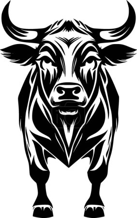 Illustration for Bull - black and white isolated icon - vector illustration - Royalty Free Image