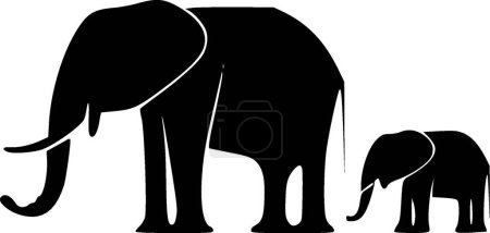 Elephants - black and white vector illustration