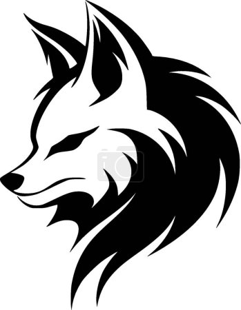 Fox - black and white isolated icon - vector illustration