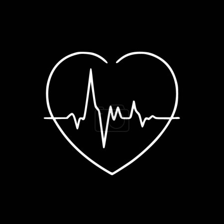 Heartbeat - black and white vector illustration