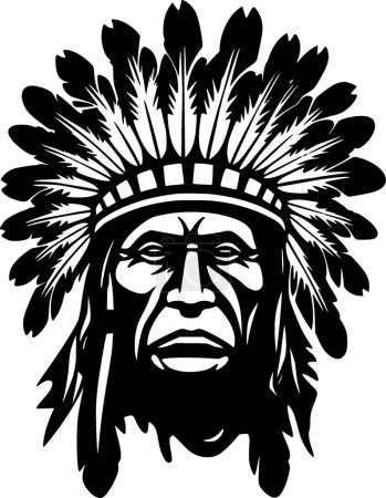 Indian chief - minimalist and simple silhouette - vector illustration