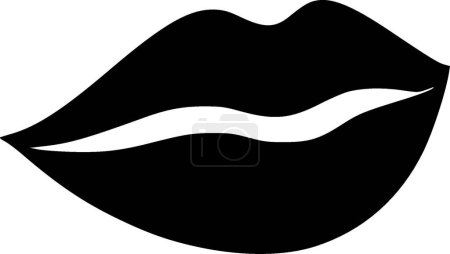Lips - black and white vector illustration