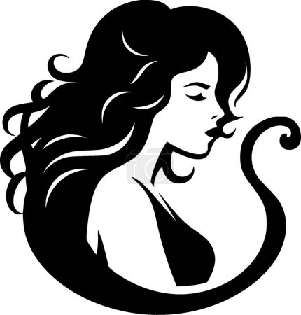 Mermaid - minimalist and simple silhouette - vector illustration