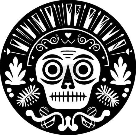 Mexiko - Schwarz-Weiß-Ikone - Vektorillustration