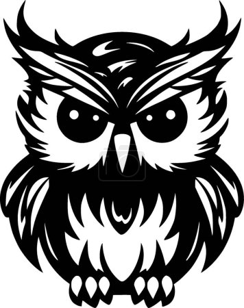 Owl baby - black and white isolated icon - vector illustration