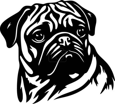 Carlin - icône isolée en noir et blanc - illustration vectorielle