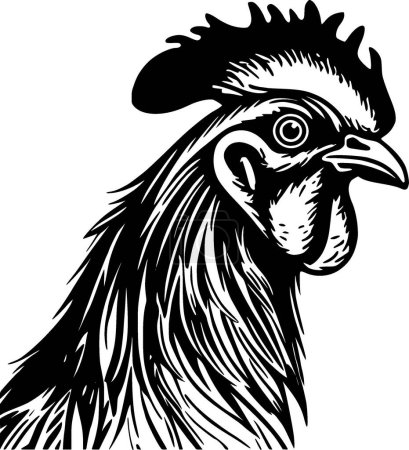Ilustración de Gallo - icono aislado en blanco y negro - ilustración vectorial - Imagen libre de derechos