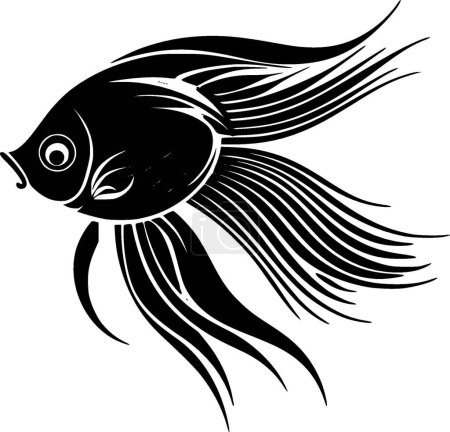 Angelfish - icono aislado en blanco y negro - ilustración vectorial