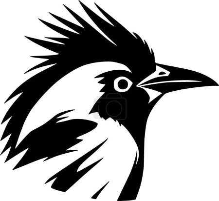 Vogel - schwarz-weiße Vektorillustration