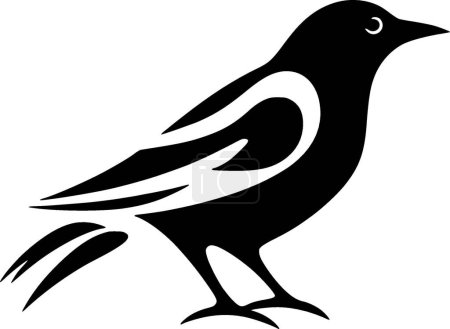 Téléchargez les illustrations : Corbeau - illustration vectorielle noir et blanc - en licence libre de droit