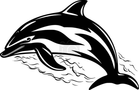 Delfín - ilustración vectorial en blanco y negro