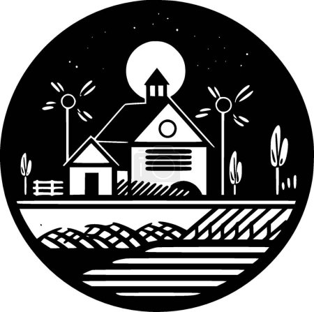 Farm - black and white isolated icon - vector illustration