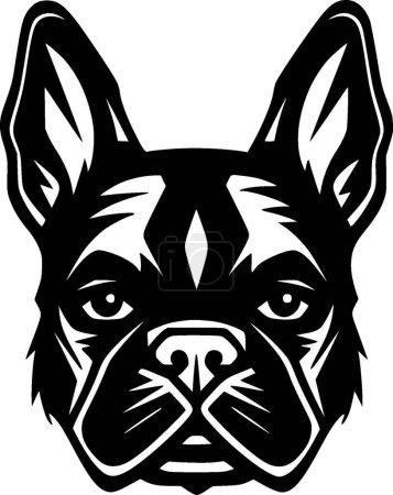 French bulldog - black and white vector illustration