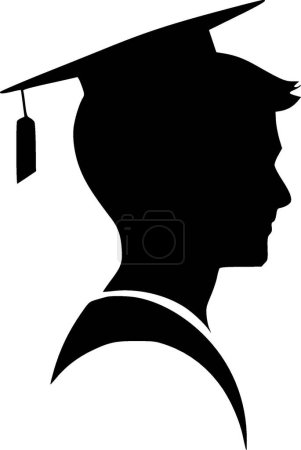 Diplômé - icône isolée en noir et blanc - illustration vectorielle