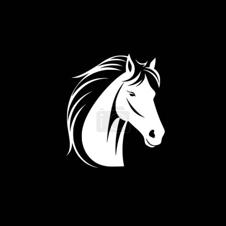 Illustration for Horse - black and white isolated icon - vector illustration - Royalty Free Image